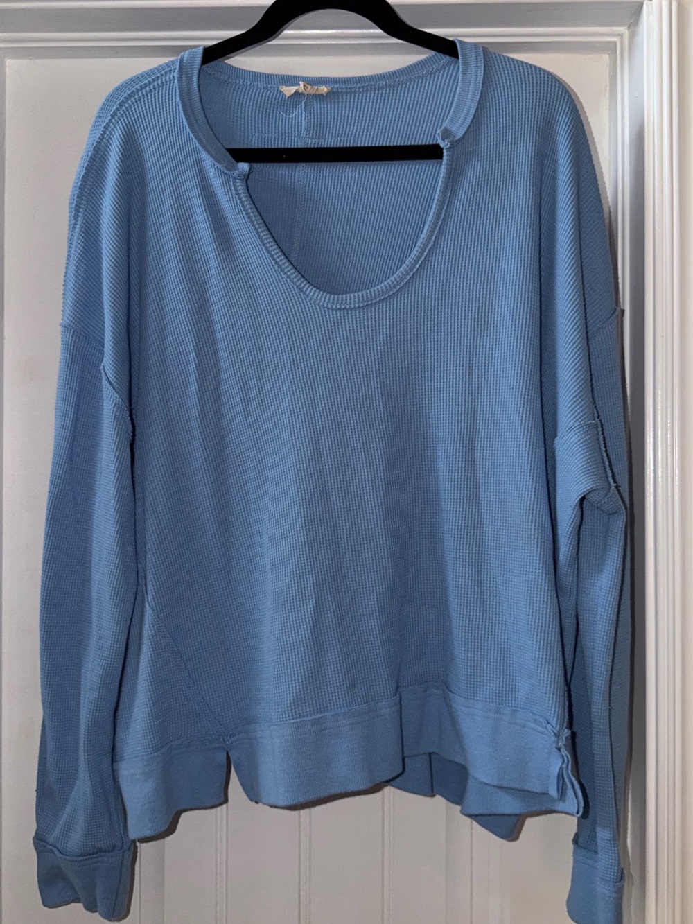 Chelsea & Violet Light Blue Waffle-Knit Scoop Neck Pullover